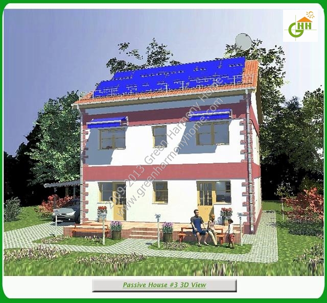 Green Passive Solar House #3 Section 3D View, Passive Solar Home Plans